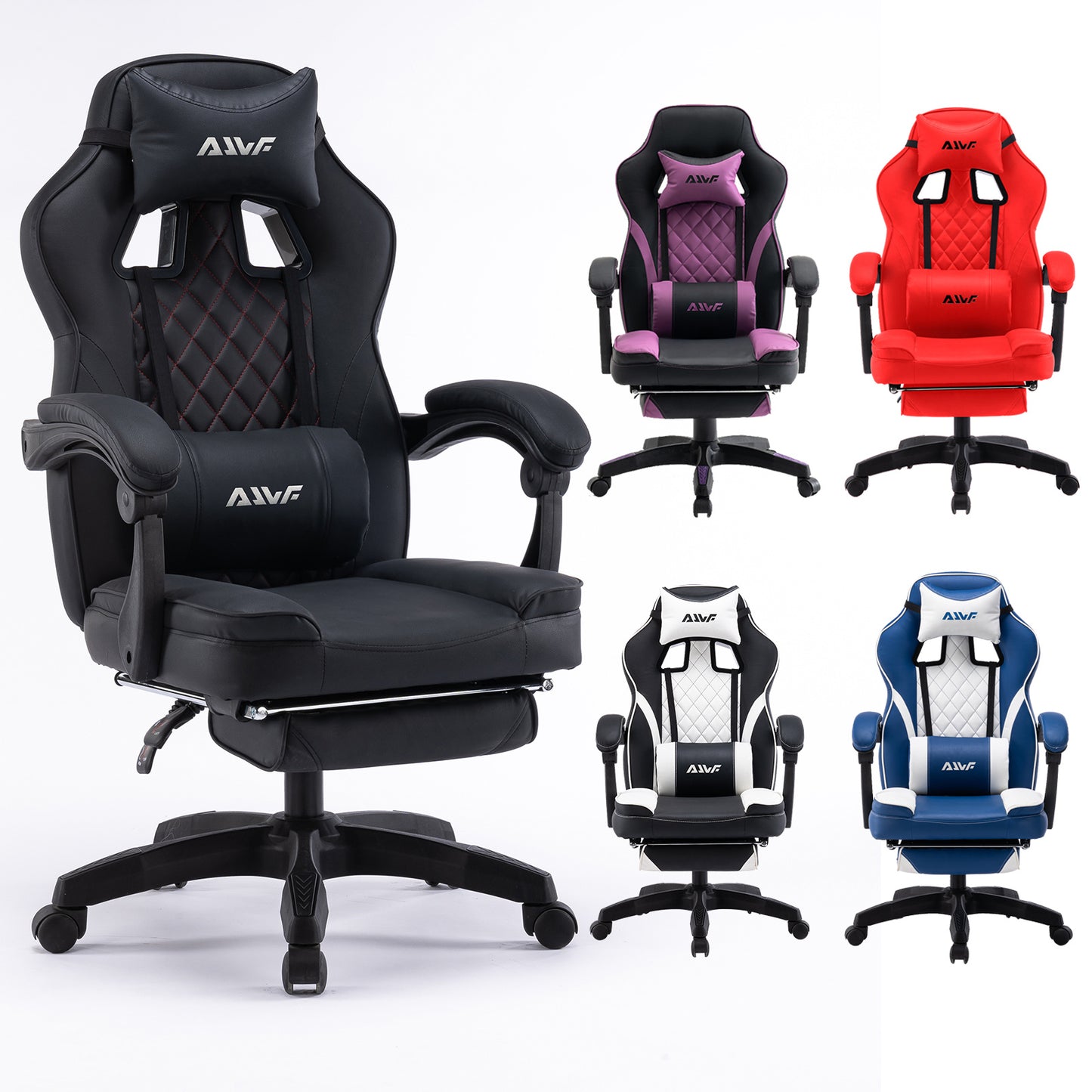 Ergonomische Gamingstoel – Gamerstoel – Computerstoel – Bureaustoel – Game Stoel – Verstelbare Zithoogte – Lendensteun en Hoofdsteun – Zwart – 360° Draaibaar