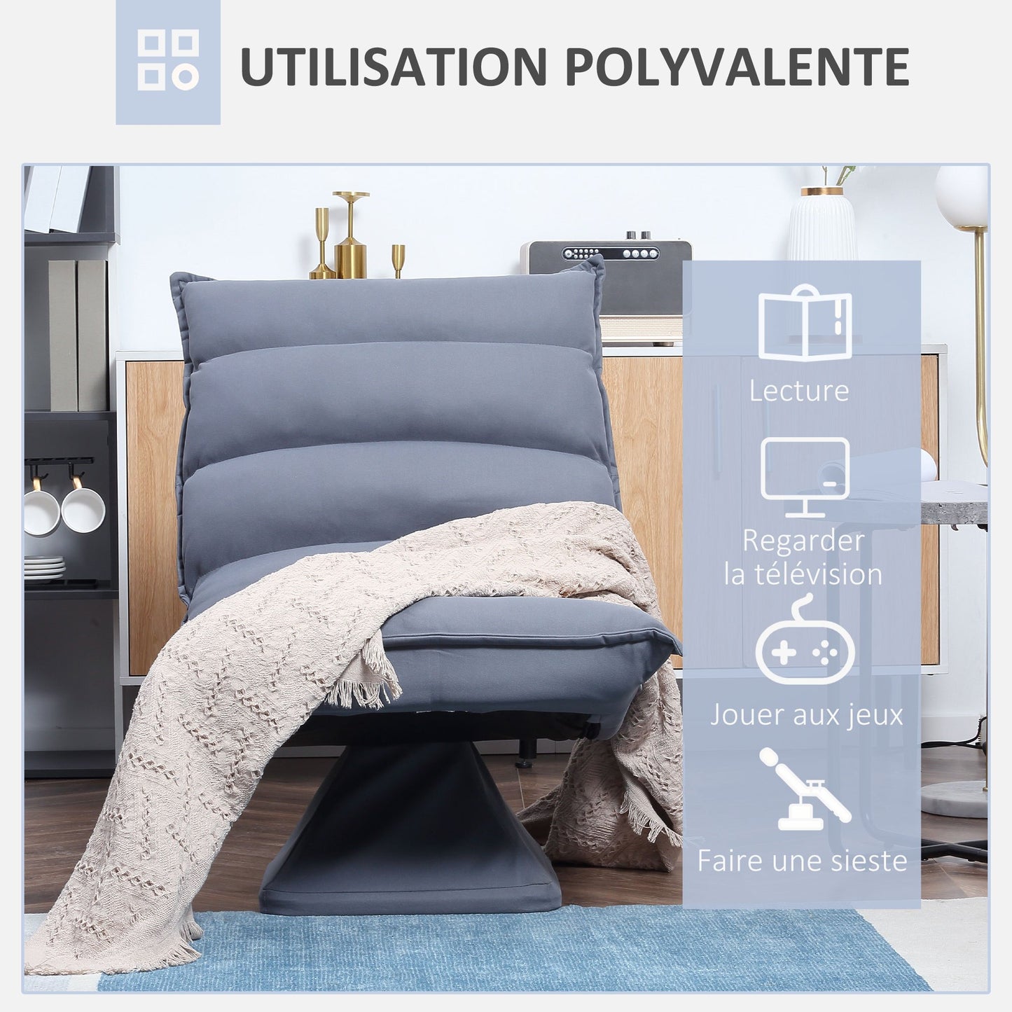 Vloerstol – Vloerstoel – Draaistoel – Gaming Stoel – Relaxfauteuil – 360° Draaibaar – Verstelbare Rugleuning