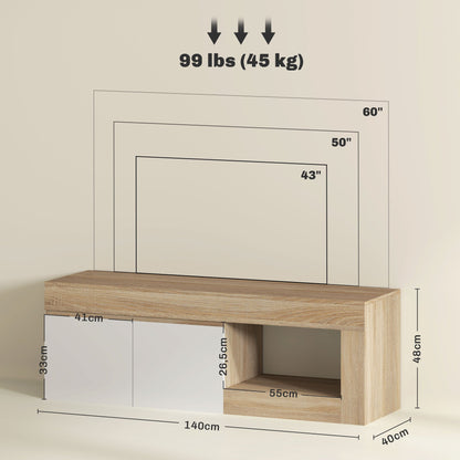 Tv Meubel – Televisiekast – Tv Kast – Mediameubel – Dressoir – Natuurlijke Houtlook – 140x40x48 cm – Zonder Elektriciteit