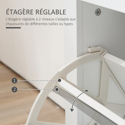Schoenenkast – Schoenenkast – Schoenenrek – Schoenopberger – Schoenmeubel – Licht Eiken Wit – Verstelbare Legplanken – Anti-Kantelbeveiliging