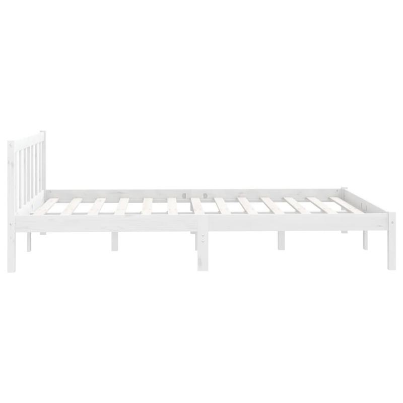 White Solid Pine Bed Frame 150x200cm King Size Practical, removable, suitable for all seasons, Home Bedding, Allseason Bed, Clean Aesthetic, Contemporary Design, Durable Construction, Highquality Wood, Easy Assembly, Practica