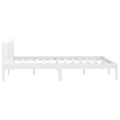 White Solid Pine Bed Frame 150x200cm King Size Practical, removable, suitable for all seasons, Home Bedding, Allseason Bed, Clean Aesthetic, Contemporary Design, Durable Construction, Highquality Wood, Easy Assembly, Practica