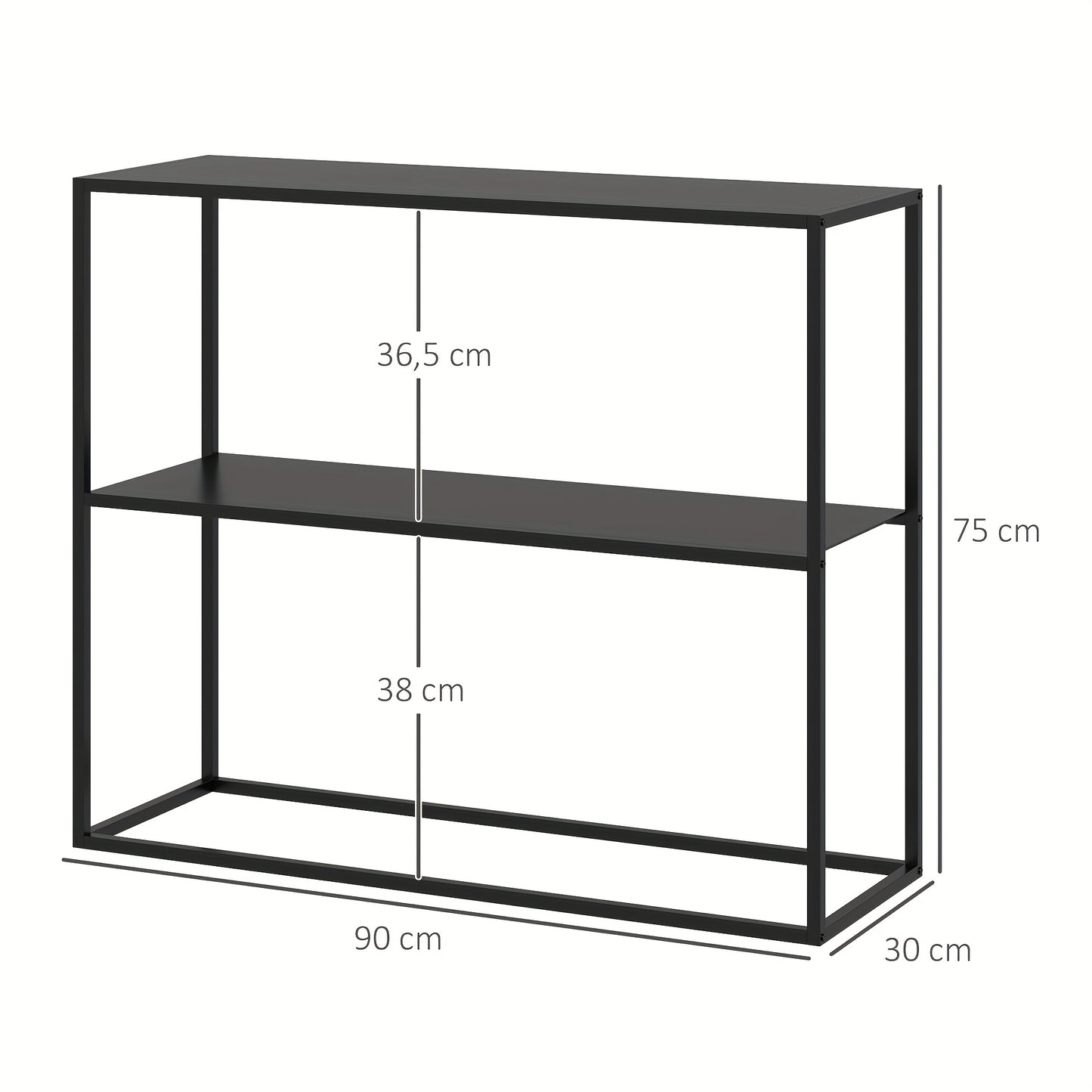 Sidetable – Wandtafel – Haltafel – Bijzettafel – Opbergrek – Met Stalen Frame – Anti-Kantel Bescherming – 90x30x75 cm