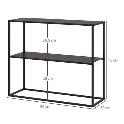 Sidetable – Wandtafel – Haltafel – Bijzettafel – Opbergrek – Met Stalen Frame – Anti-Kantel Bescherming – 90x30x75 cm