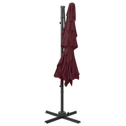 parasol – zonnescherm – tuinparasol – terrasparasol – bordeauxrood – 250x250 cm – 4-laags doek – roestvrijstalen frame