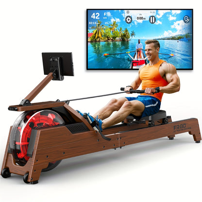 Houten Roeimachine – Waterroeier – Fitnessroeier – Home Gym Roeier – Indoor Roeimachine – 50% Meer Weerstand – Draadloze Monitor – Maximale Lengte 200 cm – Zonder Batterij