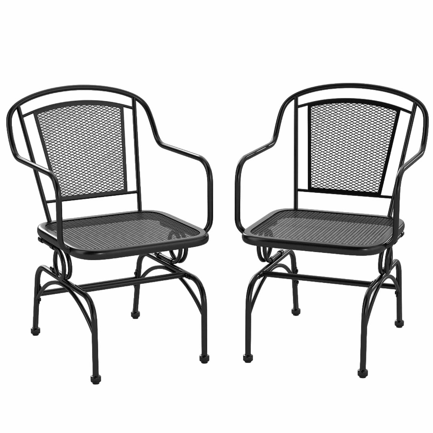 Buiten Schommelstoel Set – Tuinstoel – Schommelstoel – Balkonstoel – Bistrostoel – Mesh Zitvlak & Rugleuning – Verstelbare Voetkappen