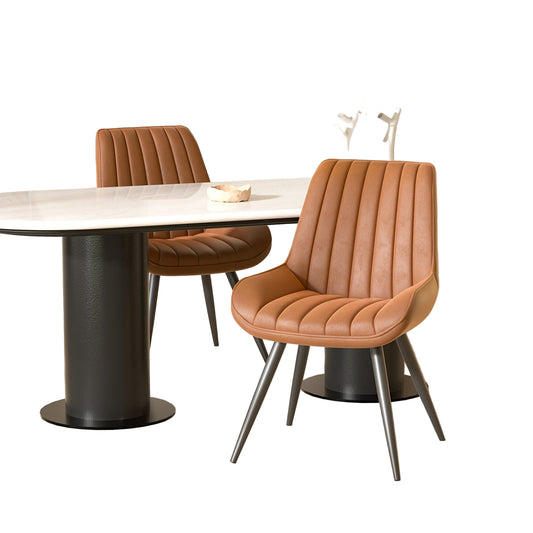 Eetkamerstoel – Stoel – Kuipstoel – Keukenstoel – Bistrostoel – Set van 2 – Met Metalen Frame – Comfortabele Dikke Schuimvulling – Katoenen Bekleding – Bruin