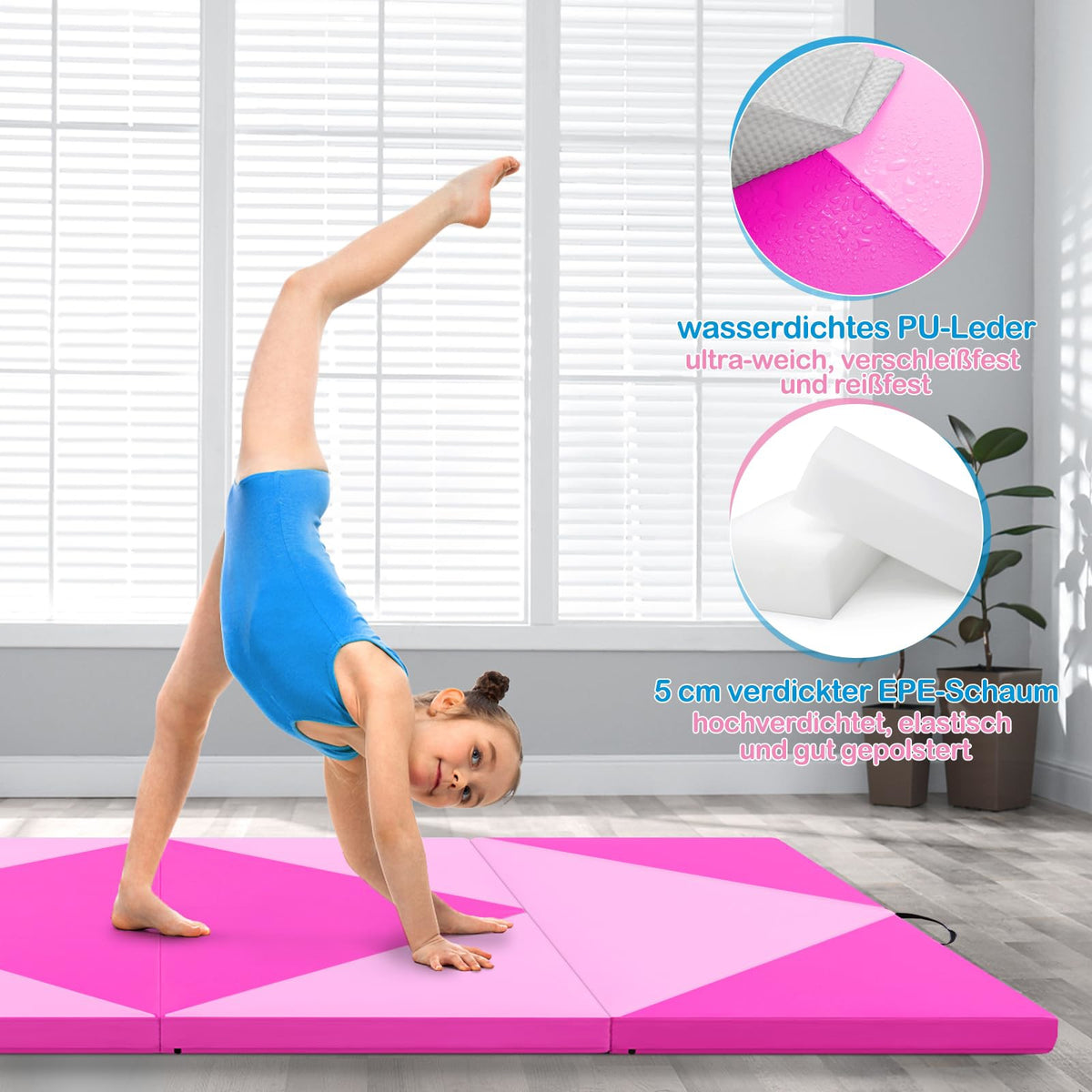 Gymnastiekmat – Gym Mat – Fitnessmat – Oefenmat – Turnmat – 120x60x2 cm – Vouwbaar Met Draagriemen En Klittenbandsluiting
