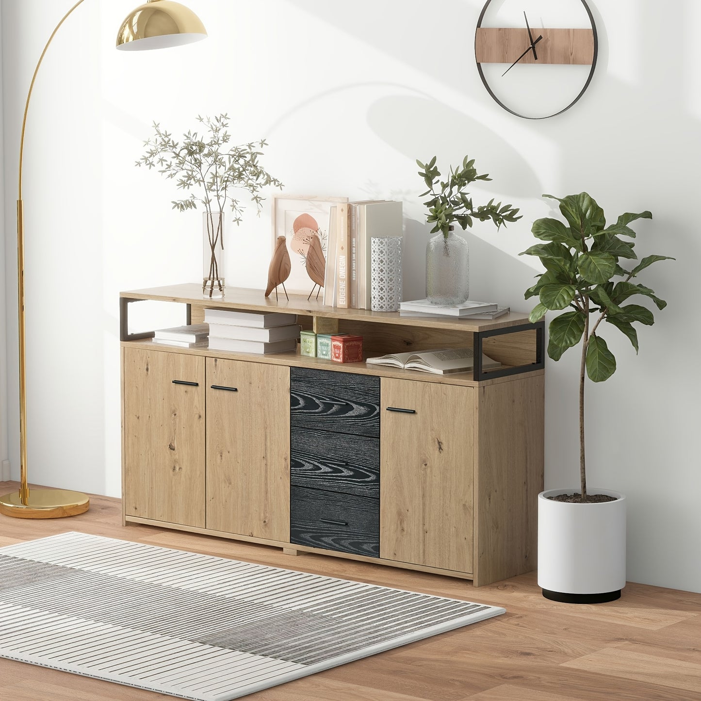 Dressoir – Opbergkast – Ladekast – TV Meubel – Wandkast – Industrieel Design – Massief Hout – 150 cm Breed