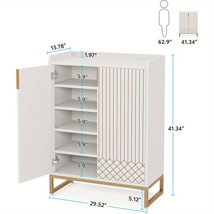 Schoenenkast – Schoenenrek – Opbergkast – Halmeubel – Schoenenopberger – 25 Paar – 5-lagen Met Deuren – MDF Hout Met Metaal