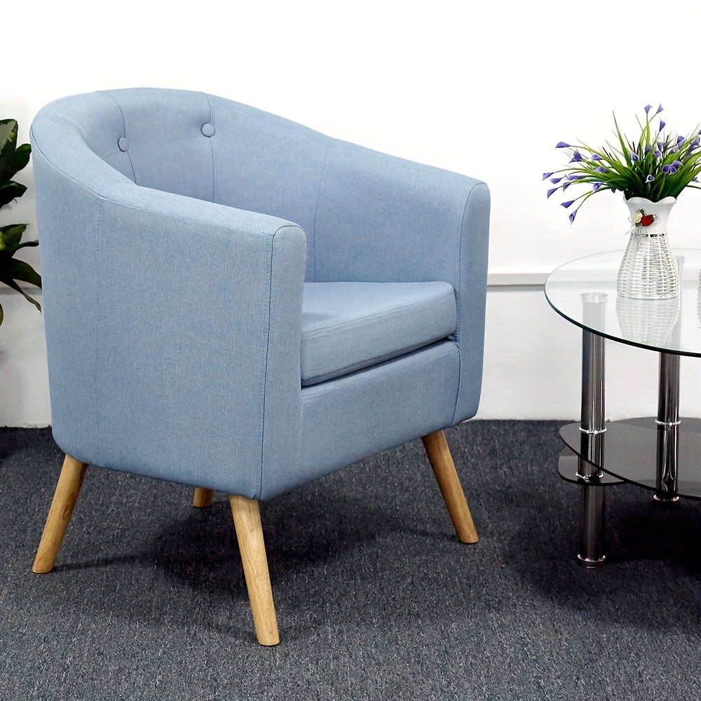 Fauteuil – Stoel – Zetel – Armstoel – Accentstoel – 64x60x70cm – Linnen Bekleding – Berkenhouten Poten