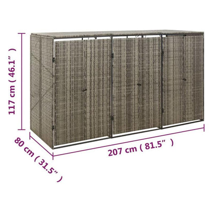 Afvalbak Buiten – Buitenprullenbak – Afvalton – Vuilnisbak – Afvalemmer – 3 Ton Capaciteit – Weerbestendig PE-Rattan & Staal – 207x80x117 cm