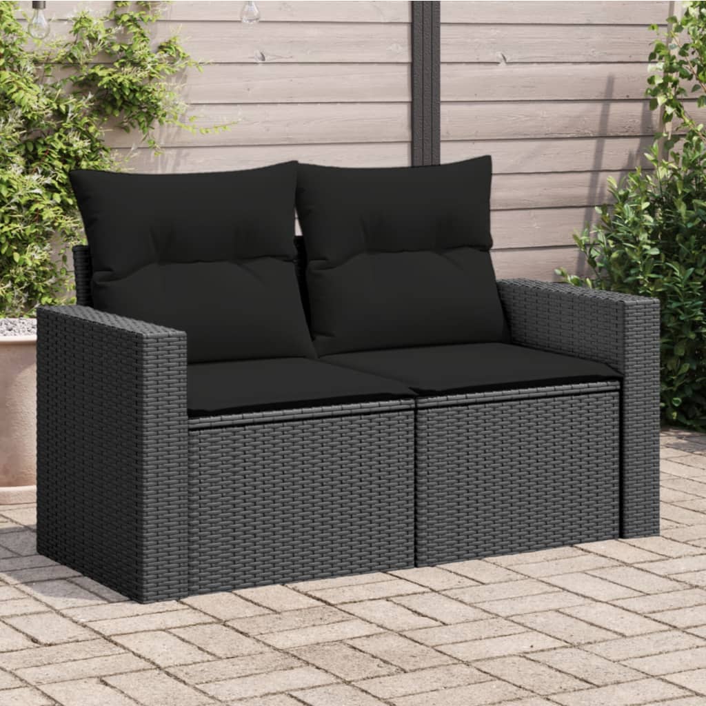 Tuinbank – Buitenbank – Zithoek – Balkonbank – Polyrattan Bank – 2-zits – Weerbestendig – Met Zachte Kussens