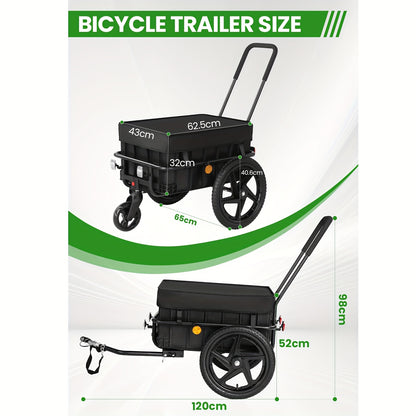 2-in-1 Fietskar – Boodschappentrolley – Handkar – Fietstrolley – Koelwagen – Zwart – Tot 40 kg Draagvermogen – Uitneembare Waterafstotende Hoes