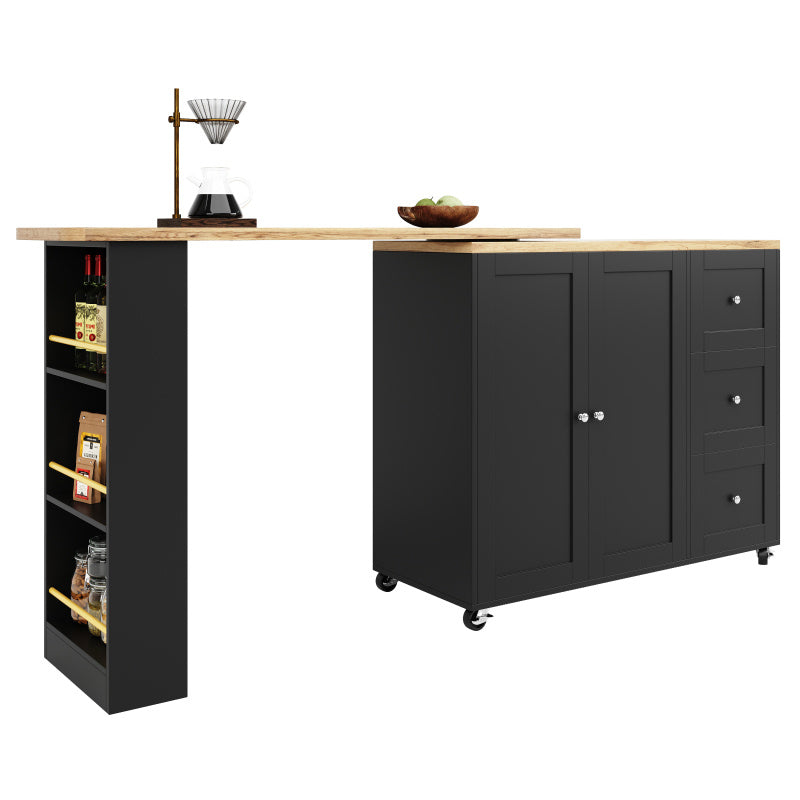 Black Standing Table with a 360-Degree Rotation, Measuring 135203 X 39 X 106 Cm, Equipped with Wheels And Three Shelves.