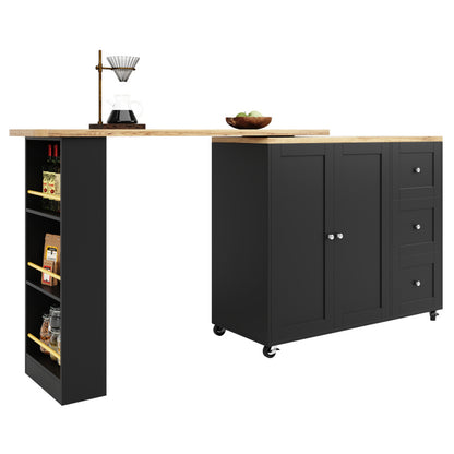 Black Standing Table with a 360-Degree Rotation, Measuring 135203 X 39 X 106 Cm, Equipped with Wheels And Three Shelves.