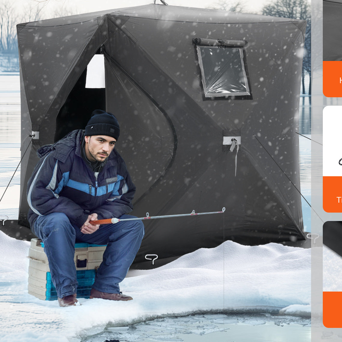 IJsvissershut – Ijsshelter – Vistoestel – Vismand – Visserstent – Draagbaar Pop-up Systeem – Water- en Windbestendig Polyester
