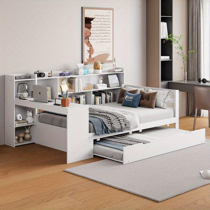 Sofa Bed – Slaapbank – Bedbank – Klikklakbank – Logeerbed – Ruimtebesparend Ontwerp – Ingebouwd Bureau Met Opberglades