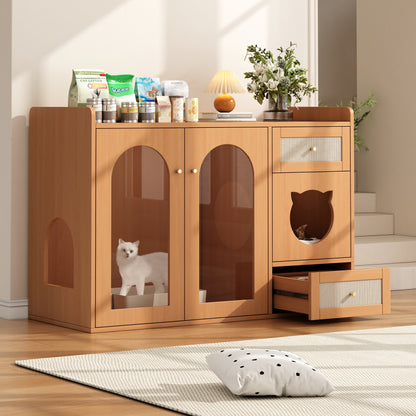 Kattenmeubel – Kattenhuis – Kattenkast – Kattenbakmeubel – Kattenmeubel walnut – Verborgen kattenbakruimte – Compact met opbergvak 120x45x83 cm