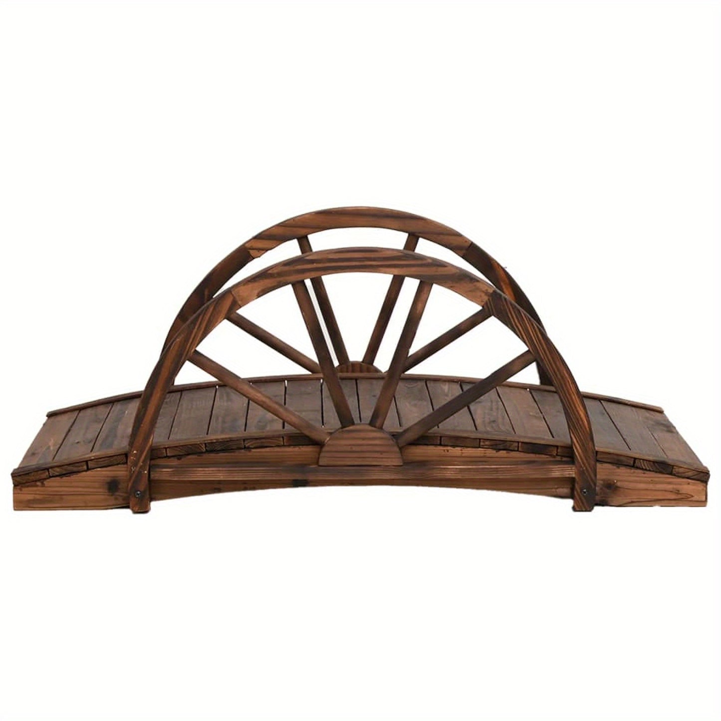 Tuinbrug – Houten Brug – Sierbrug – Tuinpad Brug – Wandelbrug – Massief Vurenhout – 99x50x38 cm – Weerbestendig