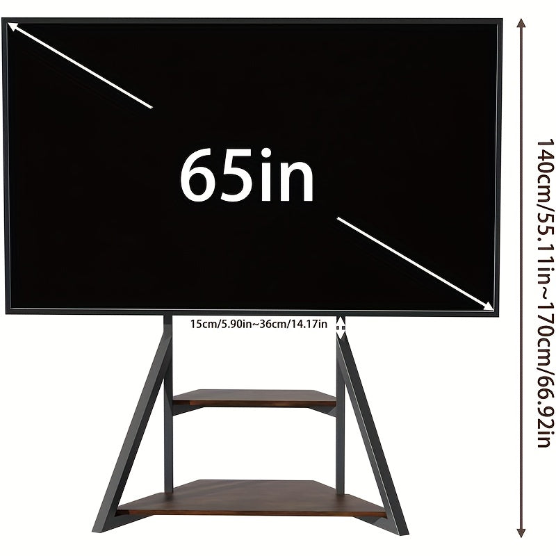 TV Meubel – TV Kast – TV Standaard – TV Dressoir – TV Plank – Industrieel Design – Verstelbare Hoogte 122-145 cm – Max Belastbaarheid 80 kg