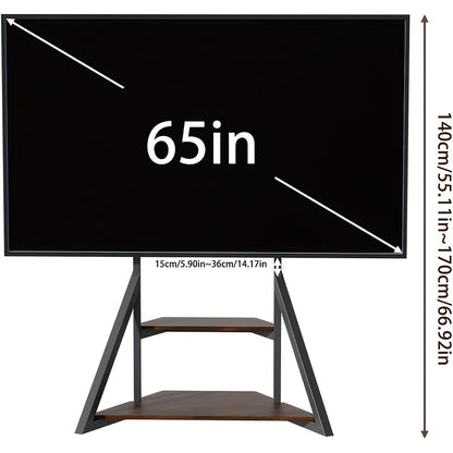 TV Meubel – TV Kast – TV Standaard – TV Dressoir – TV Plank – Industrieel Design – Verstelbare Hoogte 122-145 cm – Max Belastbaarheid 80 kg