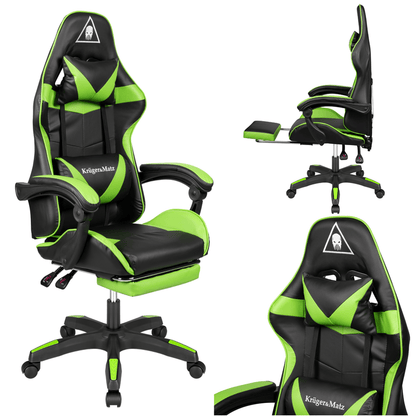 Gaming Stoel – Game Stoel – Bureaustoel – Draaistoel – Speelstoel – Verstelbare Rugleuning 145° – Eco-Leren Bekleding Met Massagefunctie - Zwart/Groen