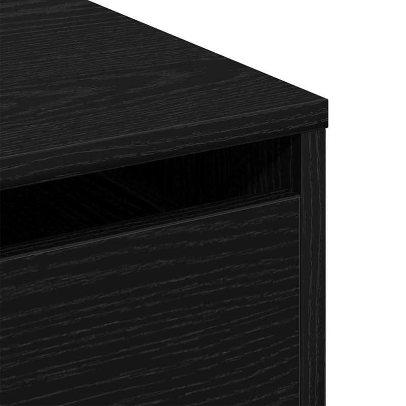 Modern Minimalist Black Oak Wooden Chest of Drawers - 80cm Height x 41cm Width x 58cm Depth, Lockable Storage Cabinet with Smooth Sliding Drawers, Floor-Standing Organizer for Bedroom, Living Room & Home Office, Space-Saving