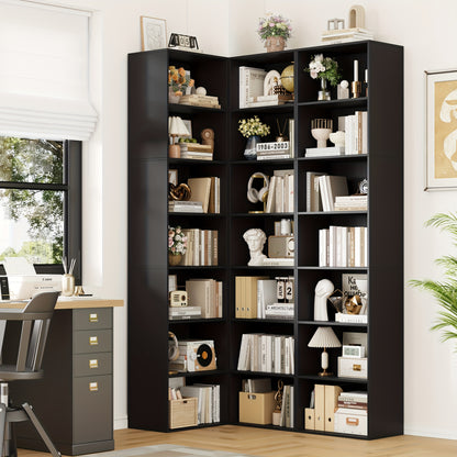 Boekenkast – Boekenrek – Vakkenkast – Opbergkast – Wandkast – Verstelbare Planken – Zwart Hout-Kunststof – Vrijstaand