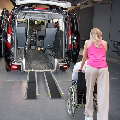 Rolstoellift – Oprijplaat – Toegankelijkheidshelling – Drempelhulp – Opvouwbare Ramp – Telescopisch Aluminium – Verstelbaar 98,5-183 cm – Draagkracht 300 kg