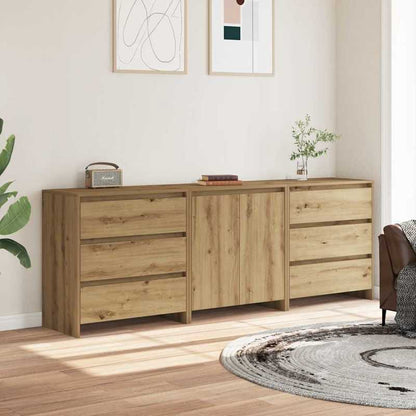 3-Delige Sideboards Edited Wood Artisanaal Eikenkleur Practical And Removable
