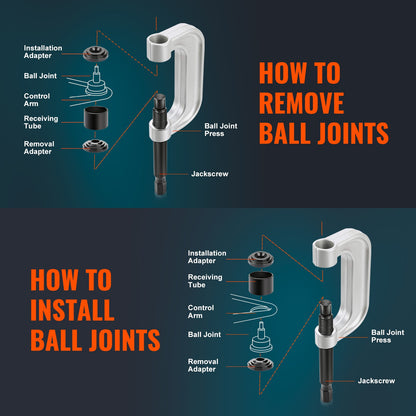 baljointpers – balhoofdpers – baljoint extractor – draagarmpers – persgereedschap – 21-delige set – hittebehandeld koolstofstaal
