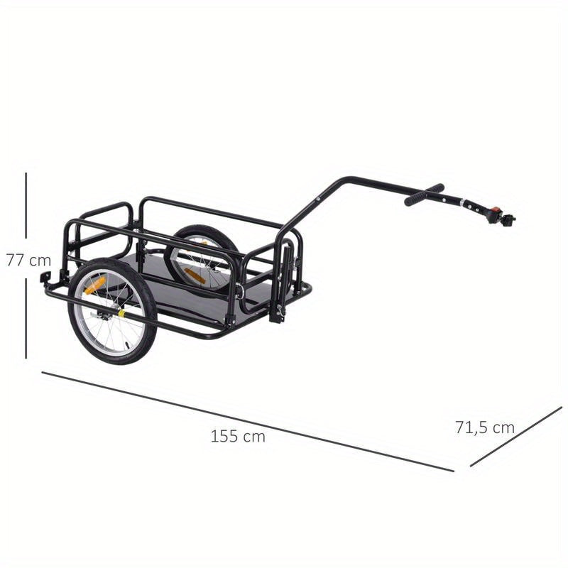 Fietsaanhanger – Fietskar – Transportkar – Boodschappentrolley – Inklapbare Aanhanger – Stevig IJzeren Frame – Max. 40 kg Draagkracht – Met Reflectoren