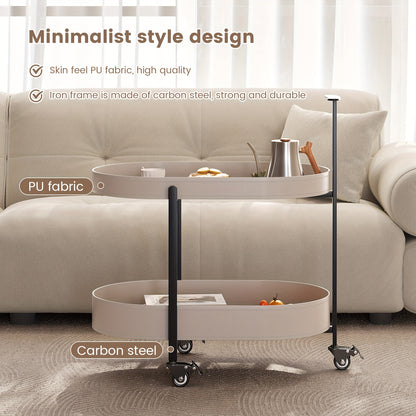 Opbergwagen – Trolley – Keukentrolley – Serveerwagen – Opbergtrolley – Dubbele Laag – Mobiel met 4 Wielen – Duurzaam Kunststof – Modern Design