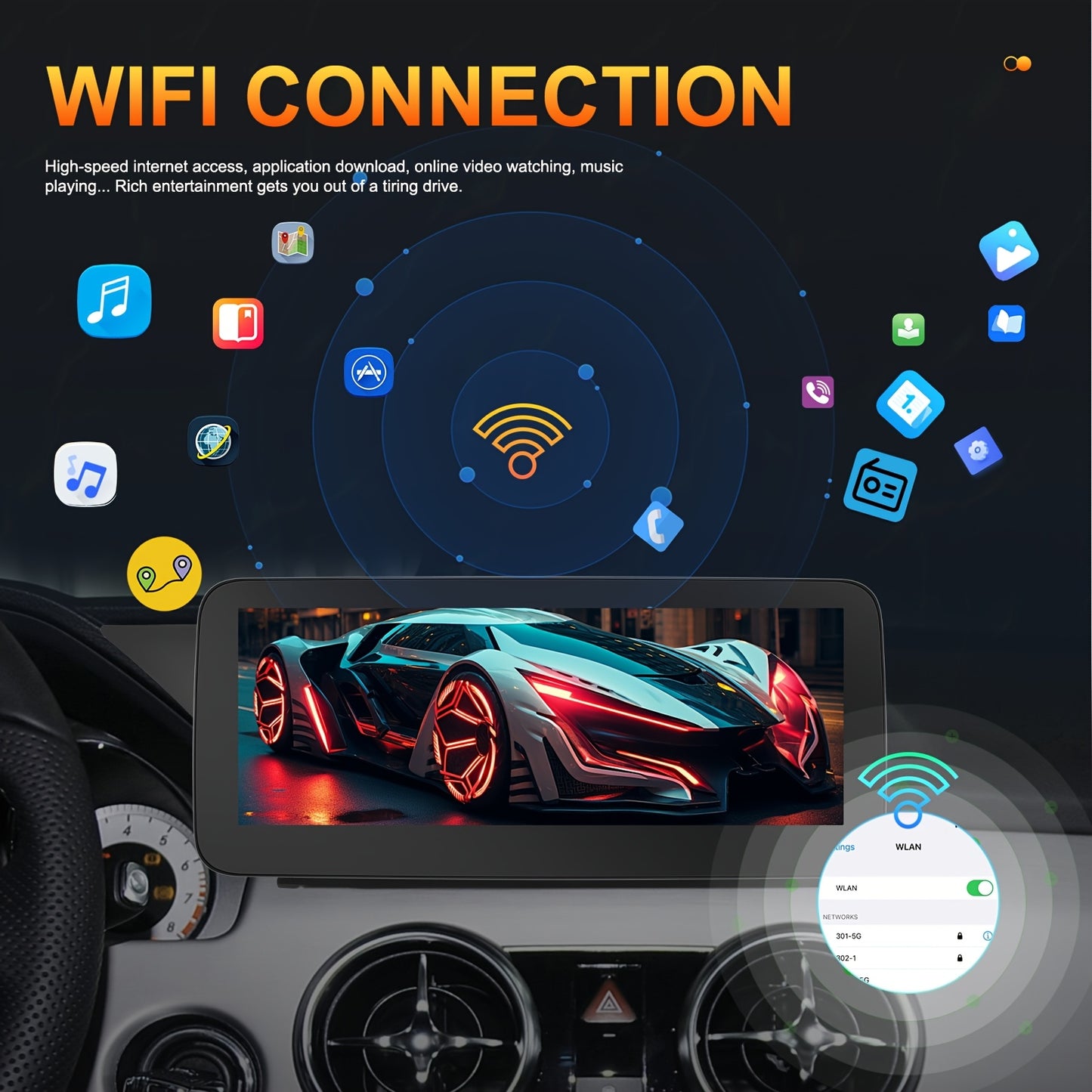 4GB (RAM)+64GB (ROM) Android 13 Double Din Car Stereo Car Audio 26.04 cm HD IPS TouchScreen 8 Core with Wireless Carplay, Wireless Android Auto, Mirror Link, Built-in WIFI/GPS/FM/DSP, Car Multimedia Player Supports 4K Video P