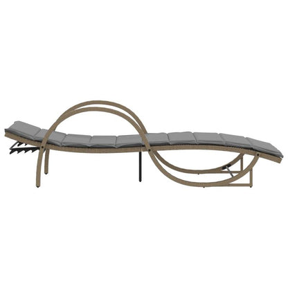 Lounger – Ligstoel – Tuinbank – Relaxstoel – Beige Kussen – Verstelbare Rugleuning – Wicker Resin Frame