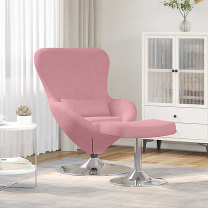 Fauteuil – Draaifauteuil – Loungefauteuil – Relaxstoel – Armstoel – Zachtroze Velvet – Inclusief Voetensteun – 360° Draaibaar