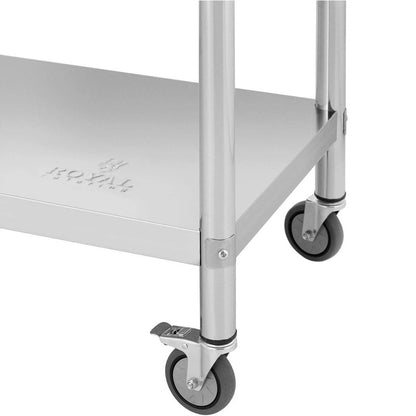 Serveerwagen – Keukentrolley – Keukenwagen – Roltafel – Opbergwagen – RVS Werktafel – 60x150 cm – 4 Wielen Met Rem