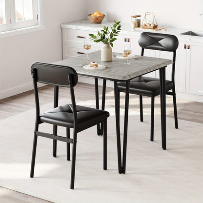 Eettafelset – Eettafel – Eetkamerset – Keukentafel – Zitgroep – Compact Voor 2 Personen – MDF Tafelblad Met Metalen Frame – Gestoffeerde Stoelen Zacht En Stevig