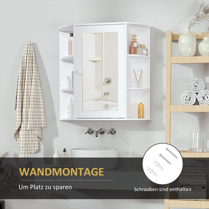 Badkamer Spiegelkast – Medicijnkastje – Wandkast – Opbergkast – Spiegelkast Met Deur – 8 Planken – Vochtbestendig Design