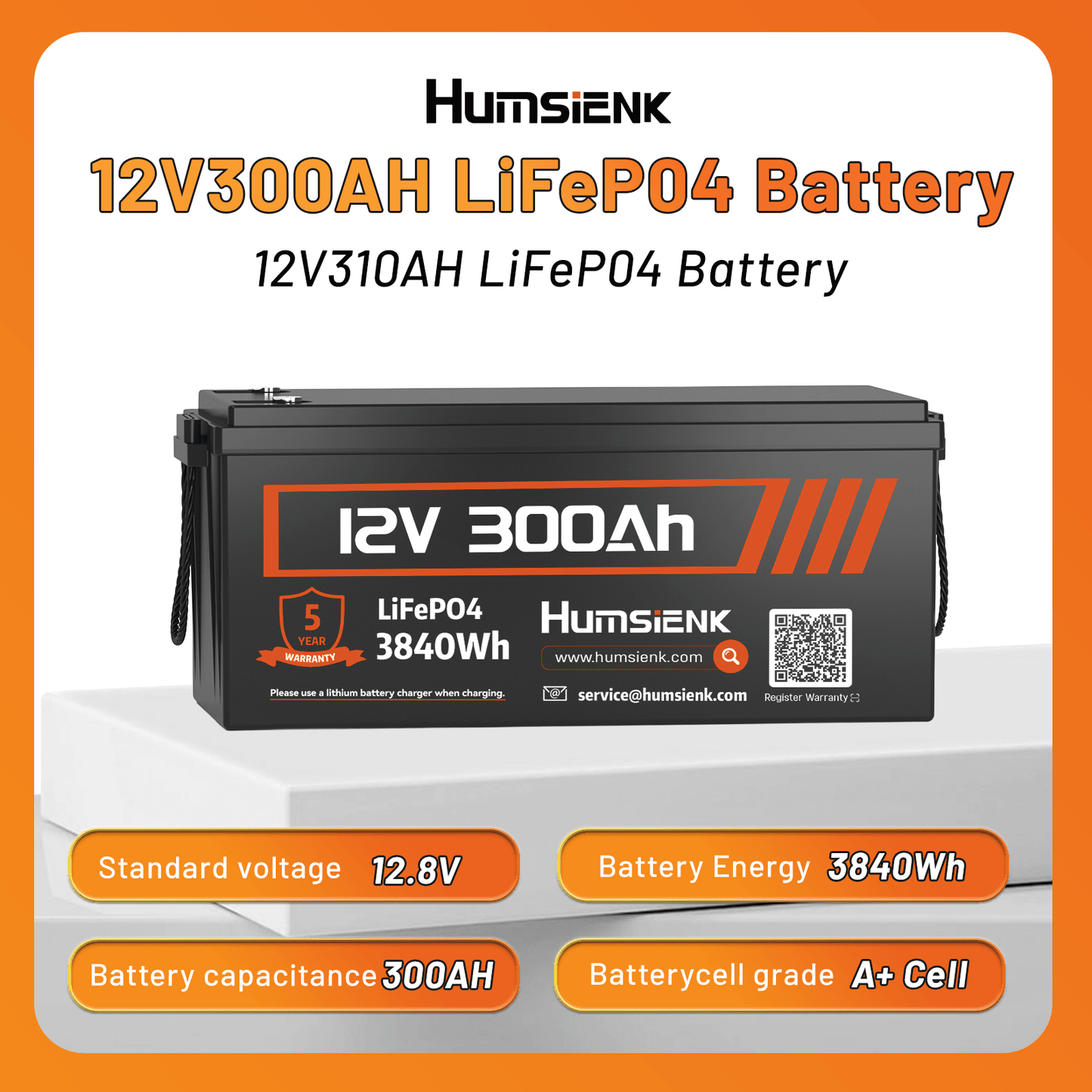 LiFePO4 Accu – Lithium Batterij – Loodaccu Vervanger – Bootaccu – Camper Accu – 12V 300Ah – 100A BMS – Laag-Temperatuur Bescherming