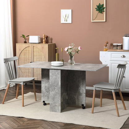Opvouwbare Keukentafel – Eettafel – Klaptafel – Multifunctionele Tafel – Opbergtafel – Met Verwijderbare Wielen – 2 Houten Planken – Grijs – 75x140x74 cm