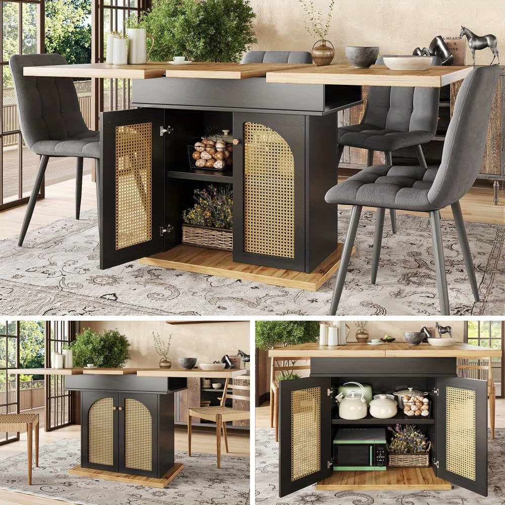 Uitklaptafel – Klaptafel – Vouwtafel – Eettafel – Uitschuiftafel – Ruimtebesparend – Inklapbaar – 110-140x80 cm – Geschikt voor 4-6 Personen – Modern Zwart