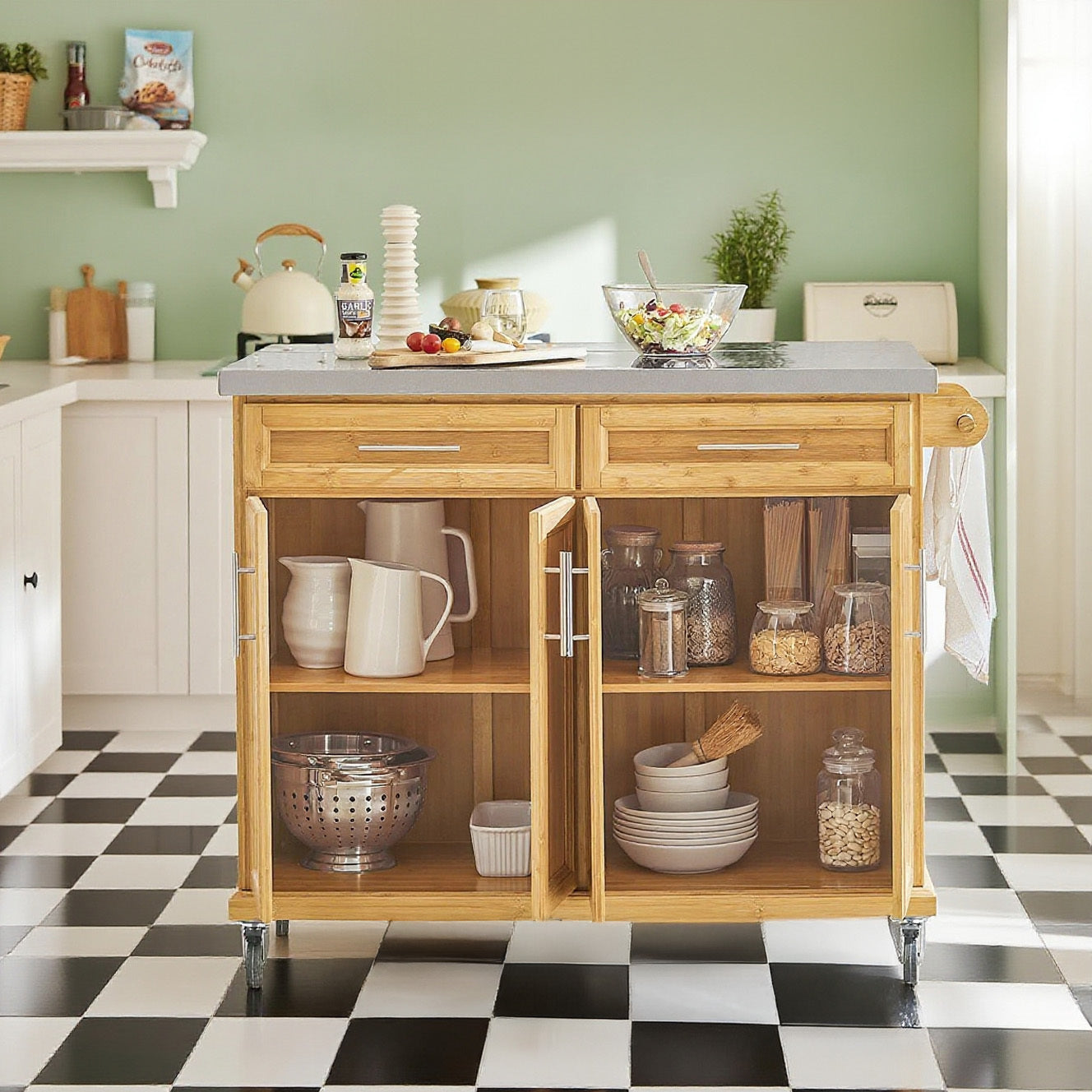Buffetkast – Dressoir – Opbergkast – Keukenkast – Kast Met Lade – Bruin Eikenhout – Verstelbare Plank – Compact 76,6x35x81,5 cm
