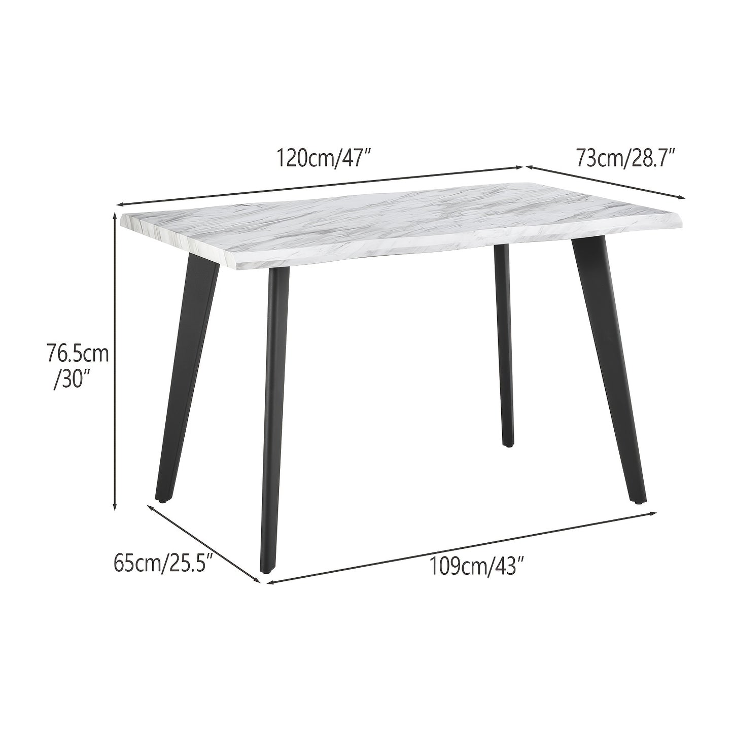 Moderne Eettafel – Eetkamertafel – Tafel – Dinertafel – Keukentafel – 140x80x75 cm – Ruimtebesparend – Goudkleurige Metalen Poten & Gefineerd Houten Blad