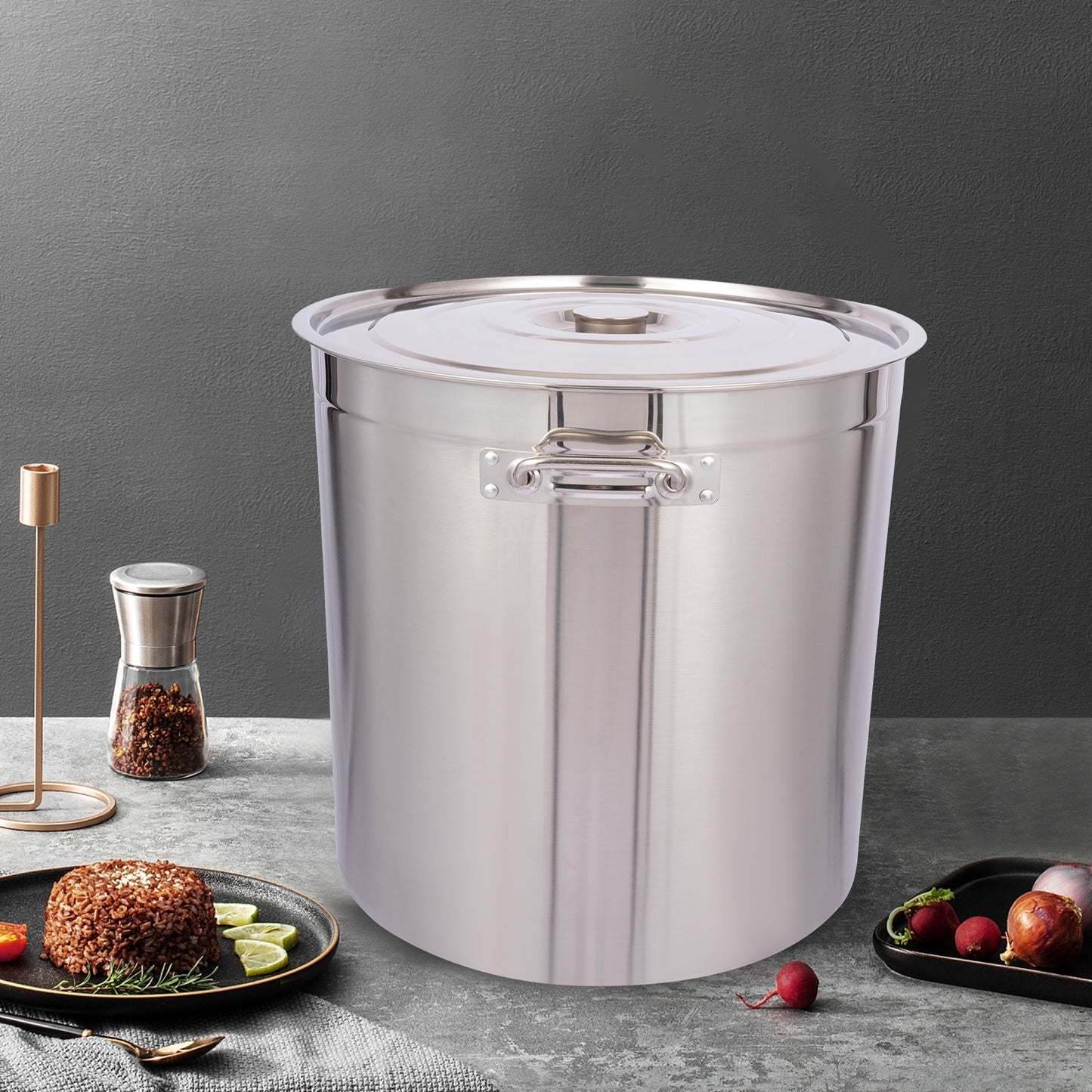 Soepketel – Soeppot – Kookpot – Stoofpan – Grote Pan – Roestvrij Staal 304 – 98 Liter Inhoud - QUORE