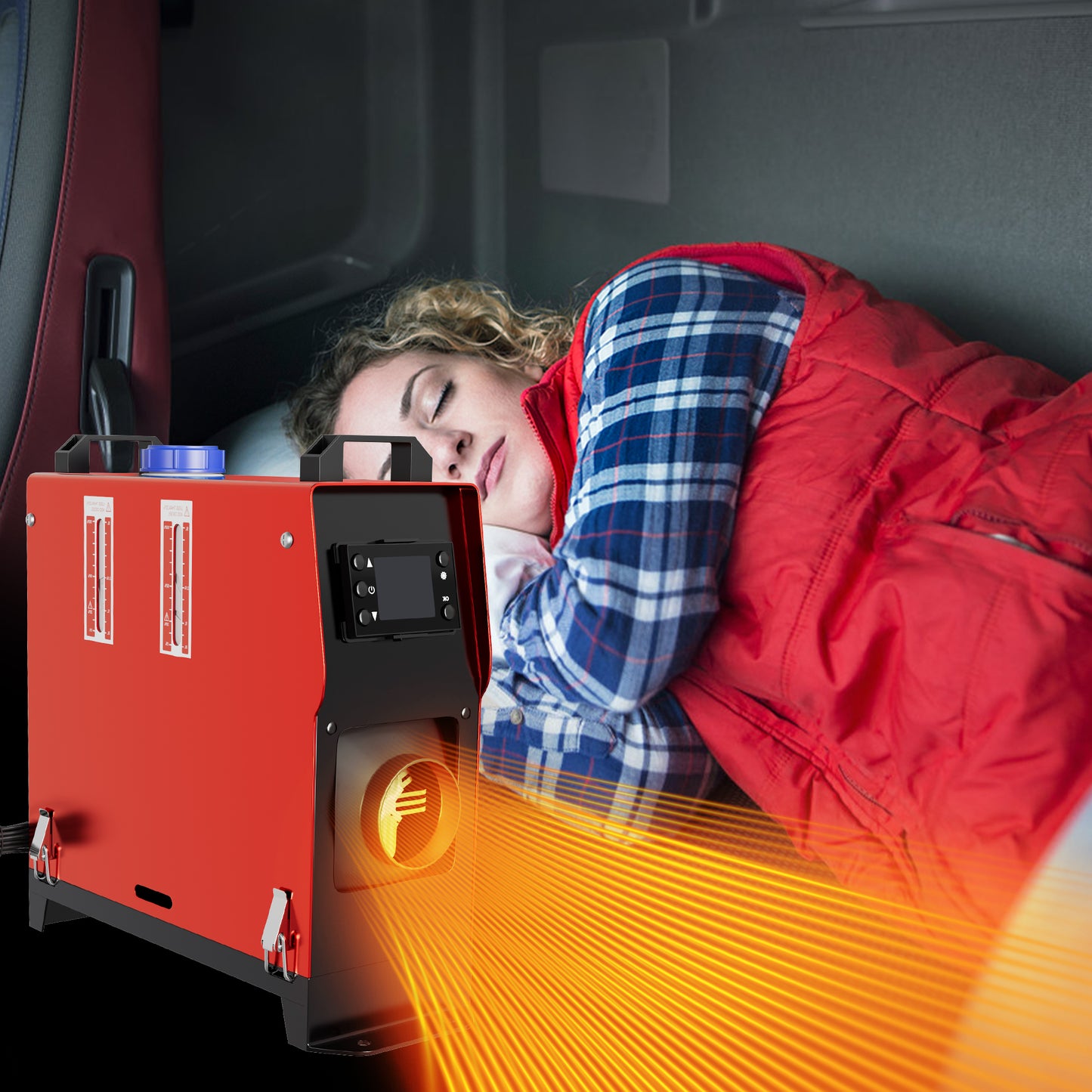 8KW Dieselkachel – Dieselverwarmer – Parkeerhitter – Truckkachel – Bouwkachel – Compact Ontwerp – LCD Temperatuurweergave – 12V/24V/48V Compatibel – Oververhittings- & Kantelbeveiliging – Zwart