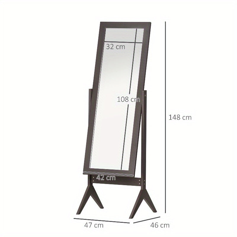 Full Length Spiegel – Staande Spiegel – Vloerspiegel – Volledige Lengte Spiegel – Hangende Spiegel – A-Frame Ontwerp – 47x46x148 cm – MDF Zwart Frame