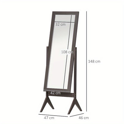 Full Length Spiegel – Staande Spiegel – Vloerspiegel – Volledige Lengte Spiegel – Hangende Spiegel – A-Frame Ontwerp – 47x46x148 cm – MDF Zwart Frame